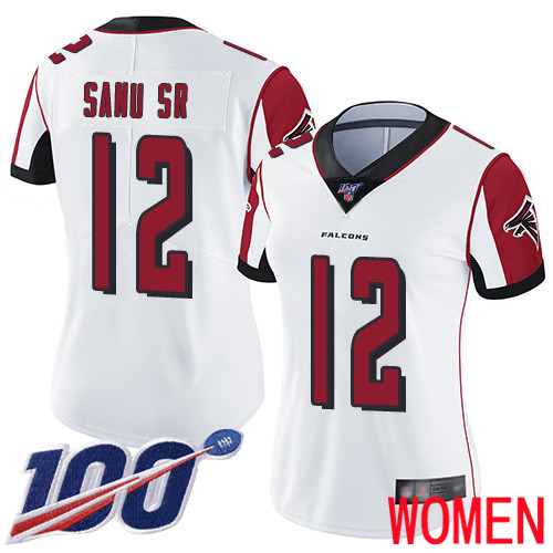 Atlanta Falcons Limited White Women Mohamed Sanu Road Jersey NFL Football #12 100th Season Vapor Untouchable->women nfl jersey->Women Jersey